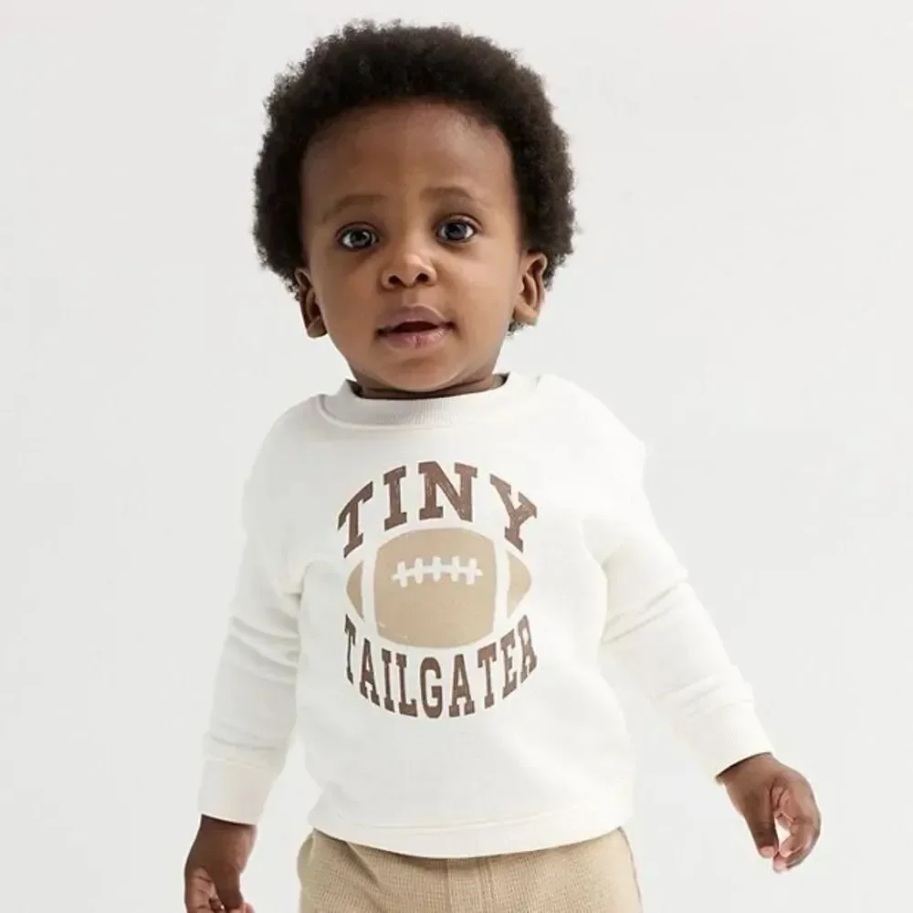 Jumping Beans Baby Tiny Tailgater Football Fleece Crewneck Sweatshirt 18M
